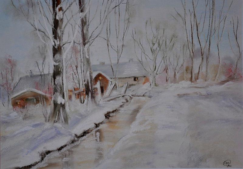 village en hiver.jpg - Pastel format 30x40 